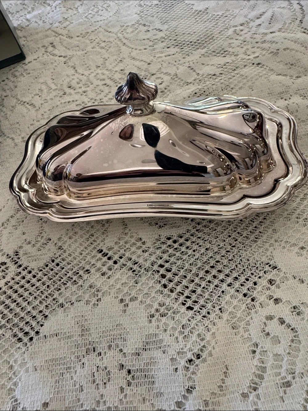 Gorham Silver Plated Covered Butter Dish with Decorative Tray